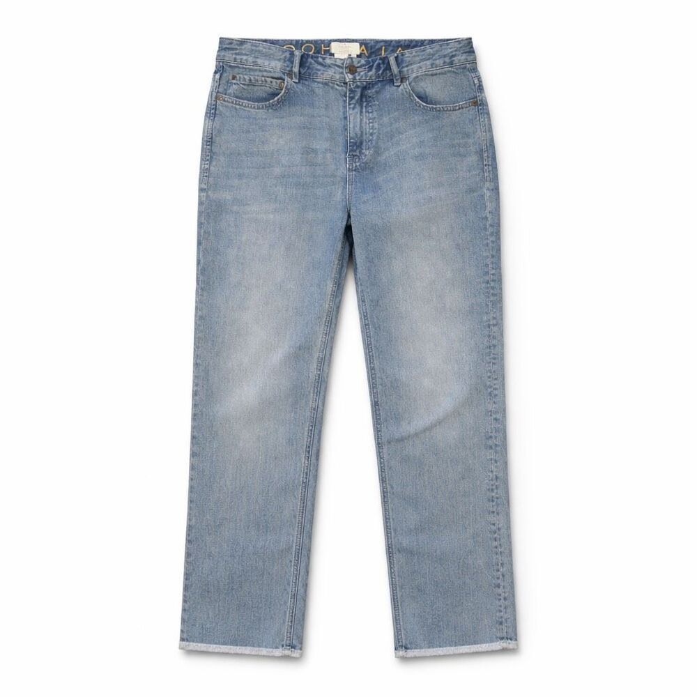 Kate Spade Ooh La La Straight Leg Jeans Light Wash Frayed Hem 28 Minimalist Chic
